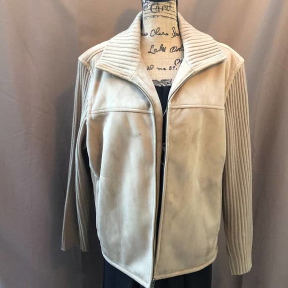 Vintage Claiborne Jacket Women Size L Tan Fall Spring Casual - Picture 1 of 10